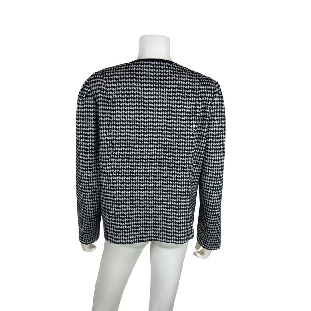 Vintage 80s Houndstooth Blazer Womens Large Black & White Single Button Jacket - Picture 8 of 8